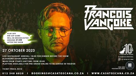 Francois van Coke - Die Blou Hond, Pretoria + RW Playoff game Screening ...