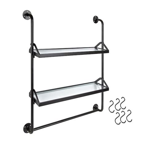 Kate and Laurel 26-in L x 6-in D x 31-in H Black Metal Rectangular ...