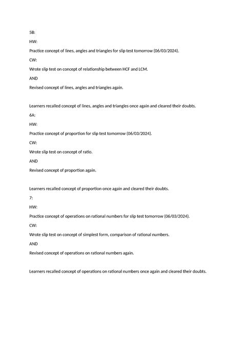 HW and CW - AAI SYLLABUS - 5B: HW: Practice concept of lines, angles ...
