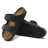 BIRKENSTOCK Arizona Soft Footbed Oiled Nubuck Leather Sandal - Black