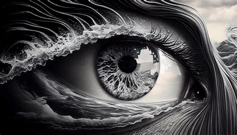 Black and White Abstract Eye Design Reflection generated by AI 24622582 ...