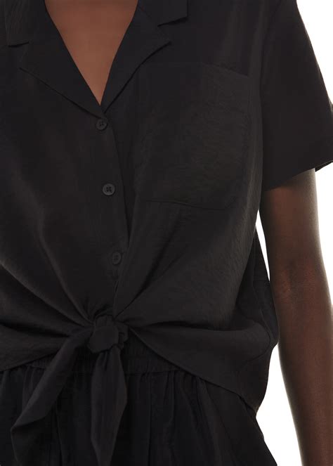 Black Nicola Tie Front Blouse | WHISTLES | Whistles UK