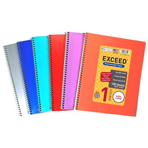 Exceed Spiral Notebook, Wide Ruled, 1 Subject, 100 Pages, 8.5" x 10.5 ...