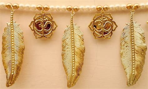 Buy Divyakosh Toran for Door Entrance |Ohm Golden Mango Leaf/Leaves ...