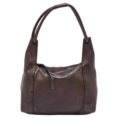 Gucci Dark Brown Leather Baguette Bag For Sale at 1stDibs