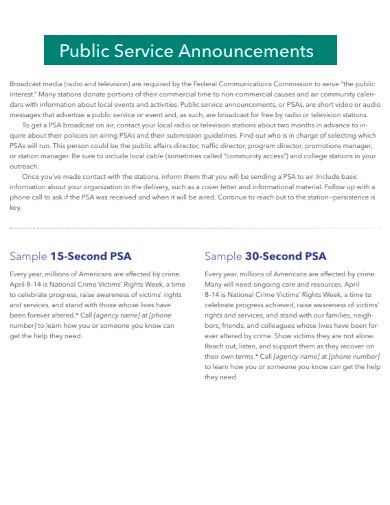 Image result for PSA Announcement Examples