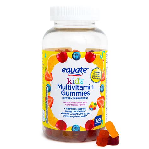 Equate Kids Multivitamin Gummies for General Health, Natural Fruit, 190 ...
