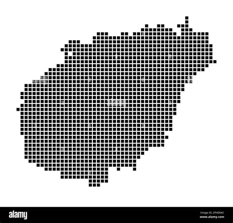 Hainan map. Map of Hainan in dotted style. Borders of the island filled with rectangles for your ...