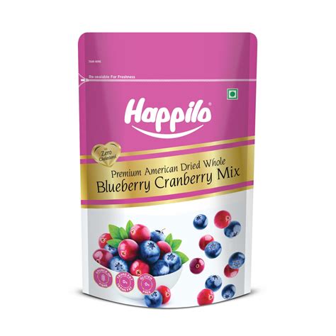Happilo Premium American Dried Whole Blueberry Cranberry Duet 200 g ...