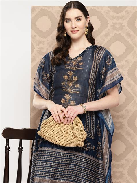 Floral Printed Flared Sleeves Kaftan Kurta – Yufta Store