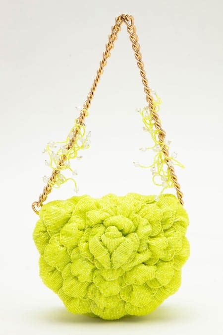 Buy Green Embellished Coco Crystal Bag by Doux Amour Online at Aza ...