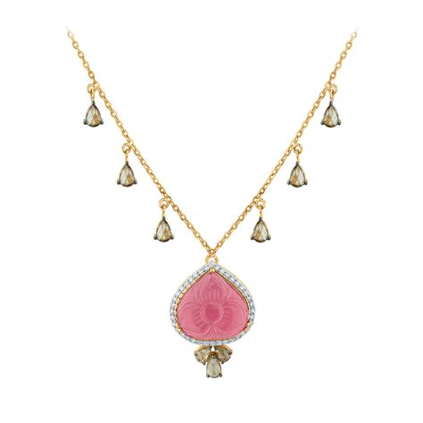 Tourmaline And Rose Cut Chain Necklace by Mohar Fine Jewellery
