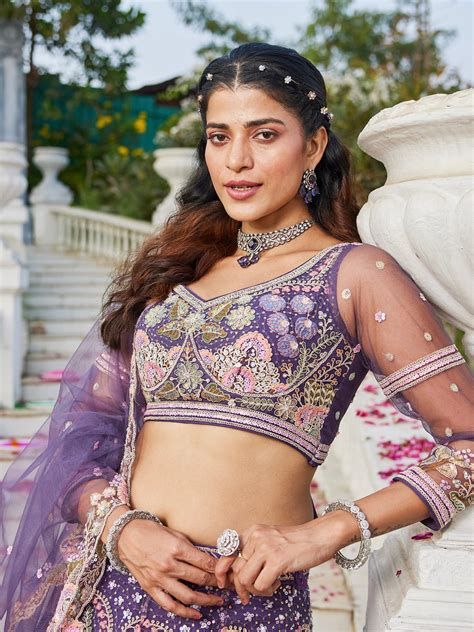 Purple Net Bridal Lehenga with Sequins & Zarkan Embroidery – Anant Exports