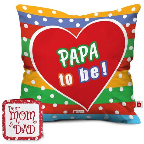 Buy Indigifts Papa to be Printed Multi Color Cushion Cover 12x12 inches ...