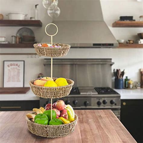Buy 3 Tier Fruit Basket Wire Fruit Bowl and Produce Hanging Holder ...