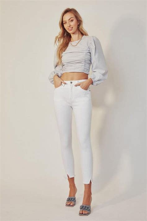 Kancan High Rise Ankle Skinny White Jeans - Walmart.com