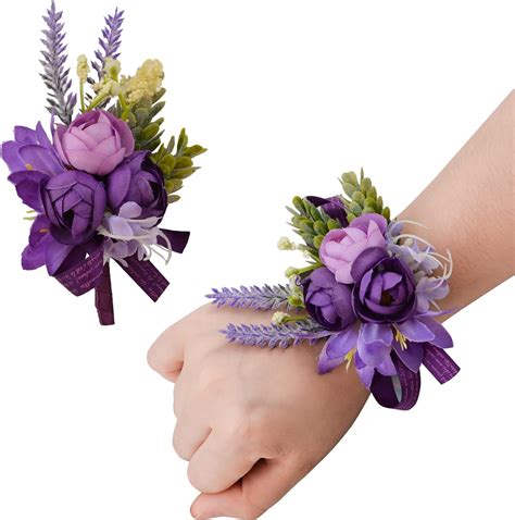 Amazon.com: URROMA Wrist Corsage and Boutonniere Set, 1 Set Small Rose ...