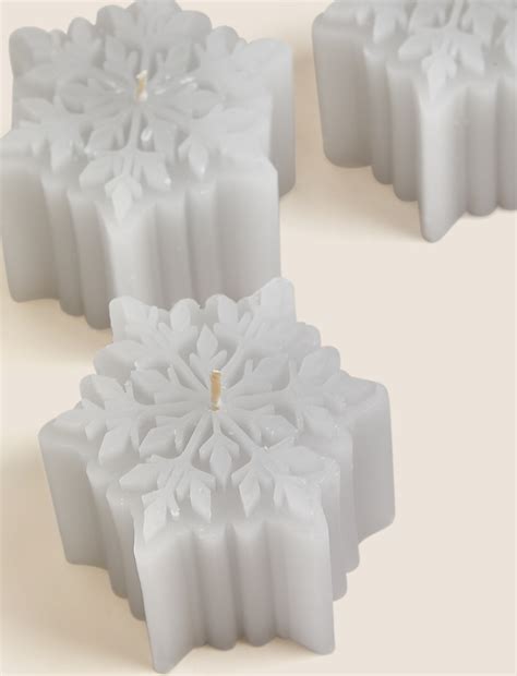 Buy Set of 3 Snowflake Candles at Marks & Spencer