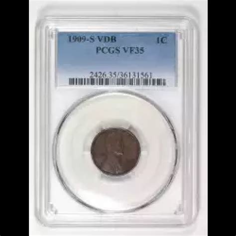 1909-S VDB Small Cents Lincoln, Wheat Ears Reverse PCGS VF-35 BN - Lost ...