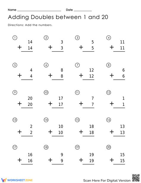 Image result for Math Addition Doubles Facts Worksheet