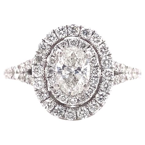 Neil Lane 1 Tcw Oval Diamond Double Halo Engagement Ring 14 Kt White ...