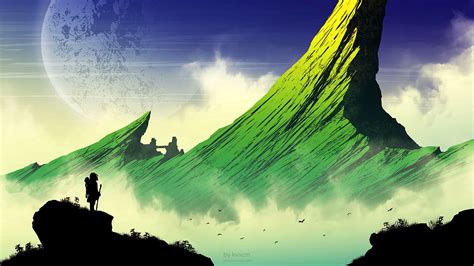 Download wallpaper 2560x1440 silhouette, mountains, art, vector ...