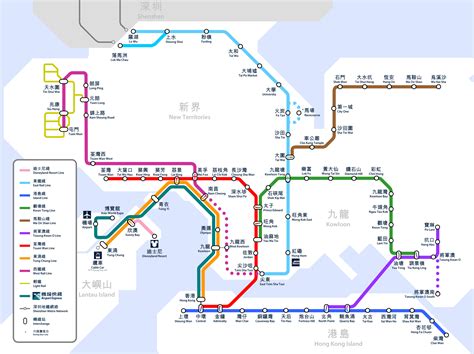 The MTR map of Hong Kong. Hong Kong the MTR map | Vidiani.com | Maps of ...