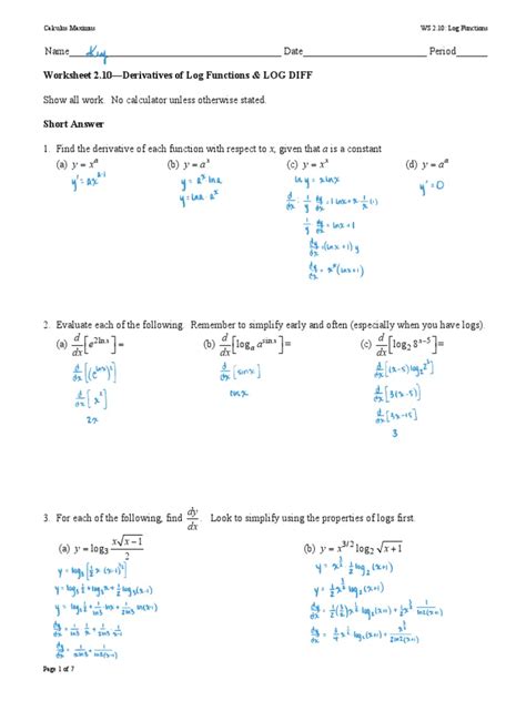 Log Differentiation Practice Problems 的图像结果