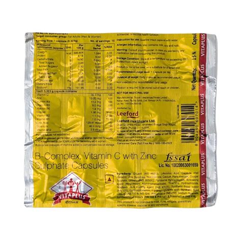 VITAPLUS CAP - Generic for BECOSULES | ZINCOVIT | REVITAL H (B-Complex ...