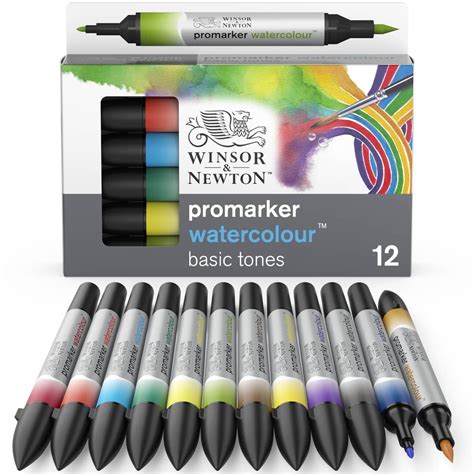 Winsor & Newton ProMarker Watercolour Marker Set Of 12 Basic Tones ...