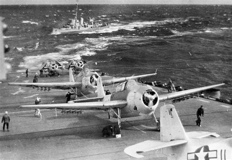 TBM Avengers and FM Wildcats of VC-36 on the flight deck of the USS ...