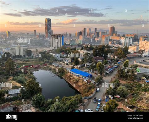 Addis Abeba, Ethiopia - 9 January 2023: Aerial overview of Addis Abeba city, the capital of ...