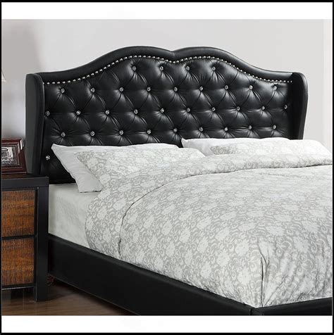 Everly Quinn Queen Size Bed 1Pc Bed Set Black Upholstered Wingback ...