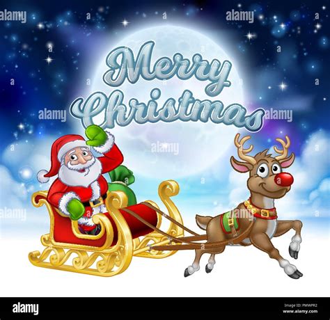 Merry Christmas Santa Sleigh Cartoon Graphic Stock Vector Image & Art ...