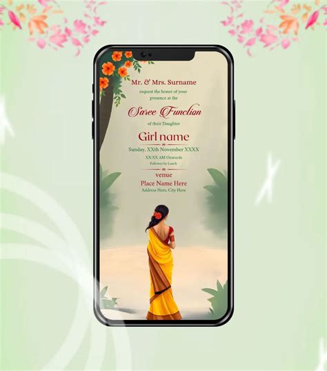 Voni Function Invitation Card | Half Saree Ceremony Digital Invite | I ...