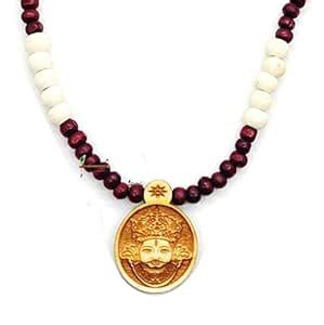 BRIJ HAAT Wooden Khatu Shyam ji Round Locket with Wood kanthi Mala ...