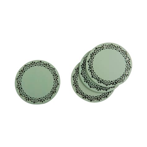 A Tiny Mistake Teal Round Wooden Coasters (Set of 4), 7.5 x 7.5 x 0.5
