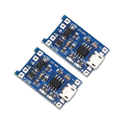 Pack of 2 TP4056 Micro USB Lithium Battery Charging Converter with ...