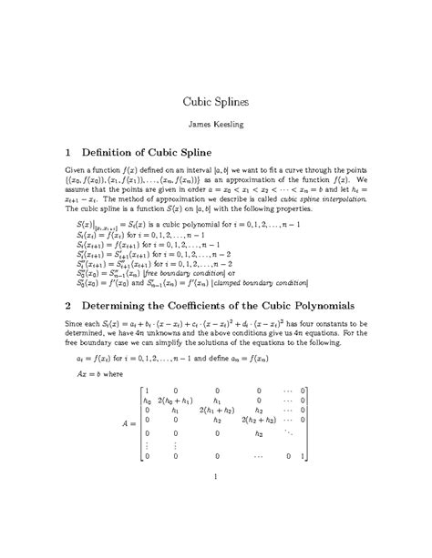 Cubic Splines - Cubic Splines James Keesling 1 Definition of Cubic ...