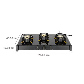 Buy FABER GENIUS 753 AI Toughened Glass Top 3 Burner Manual Hob (Cast ...