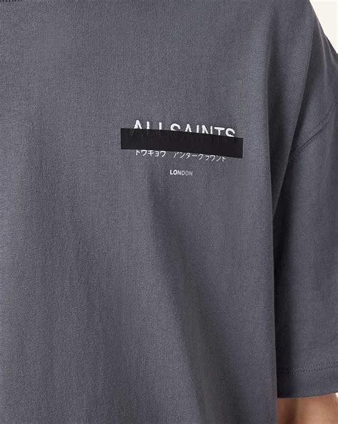 All Saints Men Redact Brand Print Oversized Crew-Neck T-Shirt Price in ...