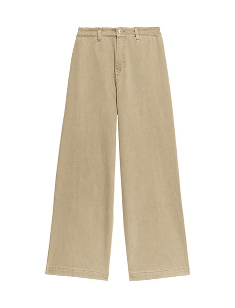Buy High Waisted Wide Leg Ankle Grazer Jeans at Marks & Spencer