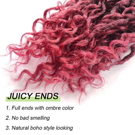 Buy VCHIDO Curly Goddess Locs Crochet Hair 14 Inch Burgundy Goddess ...