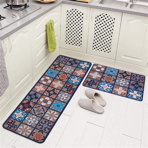 HomeCloud Rubber Kitchen Mats for Floor Set of 2 Pcs | Non-Skid, Soft ...
