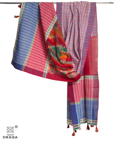 Multicolor Patchwork Gamcha Dupatta with Tassels (2.5m) | Handwoven ...
