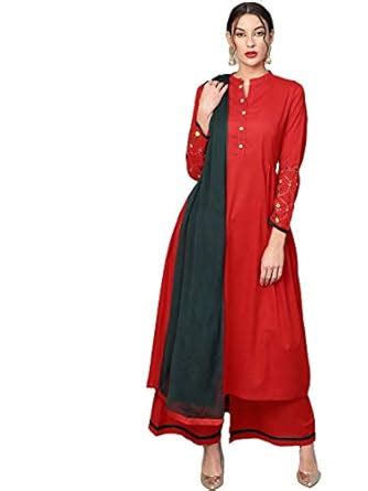 Buy Hiral Designer Mall Indian Rayon Cotton Tunic Top Kurti Palazzo ...