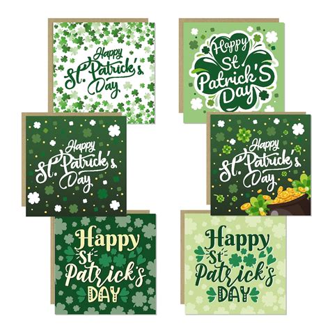 Happy St Patricks Day Card Set of 6 - 14.5x14.5cm With Envelopes, St ...