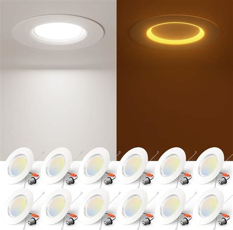 Amico 12 Pack 6 inch 5CCT LED Recessed Lighting with Night Light, 12.5W ...