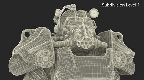 3D T 60 Power Armor Fallout with Rifle Rigged for Maya | 3D Molier ...