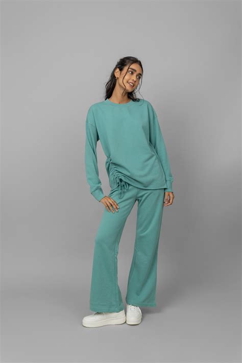 Aqua Terry Ruched Co-ord Set – NeceSera